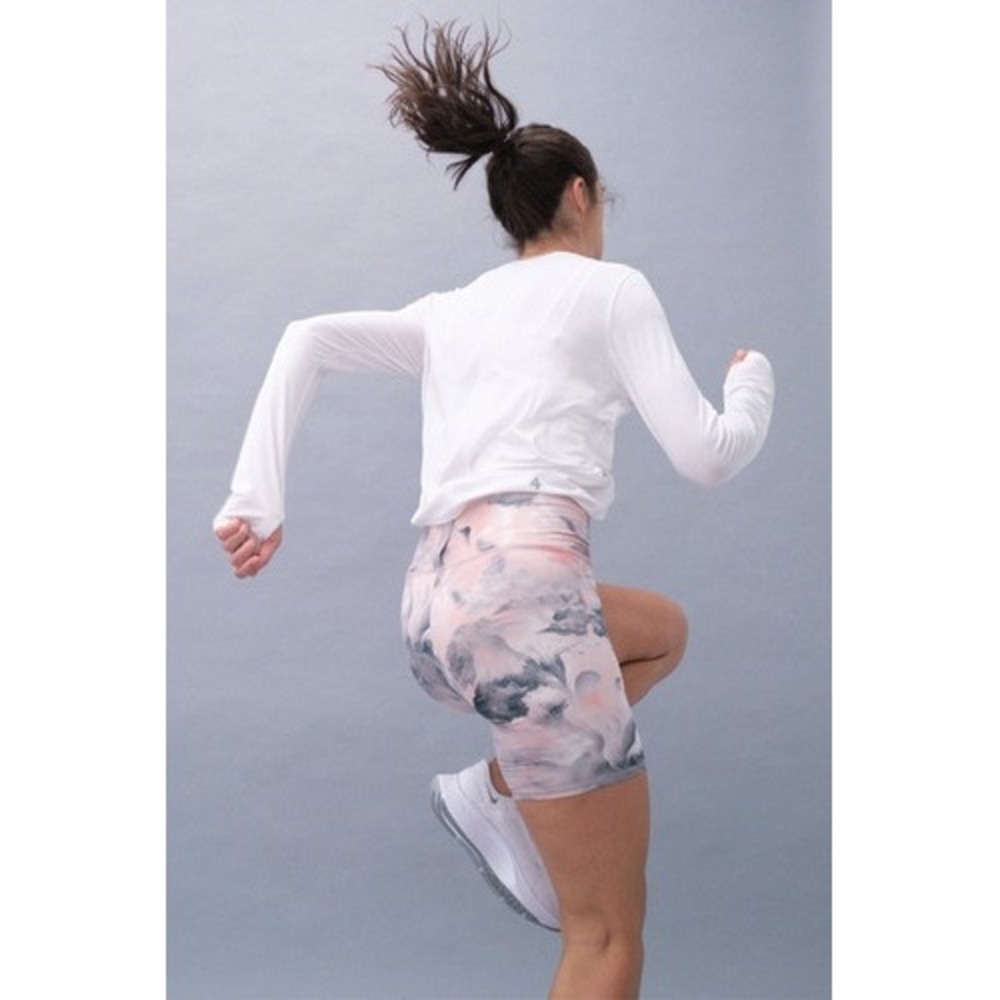 Fourlaps Womens RE-UP Arc High‎ Rise 6" Inseam Biker Shorts Pink Abstract Size S